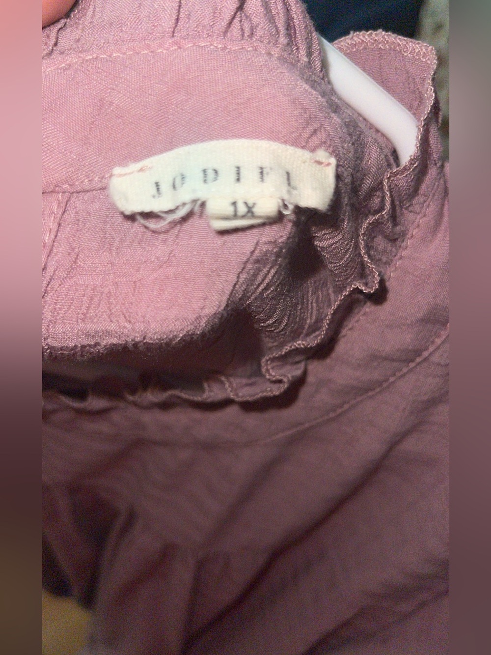 Mauve Ruffled Short Sleeve Blouse - Picture 3 of 3